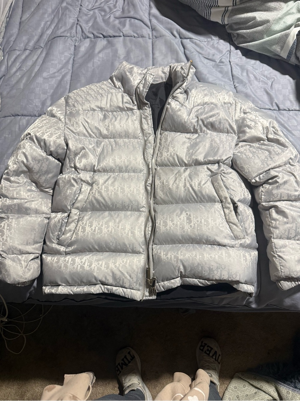 Dior Silver Quilted Puffer Jacket